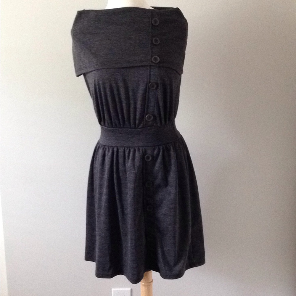 Modcloth Gray Cowl Neck Dress